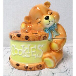 Vintage Melody Musical Teddy Bear Cookie Jar plays 'You Light Up My Life' TESTED